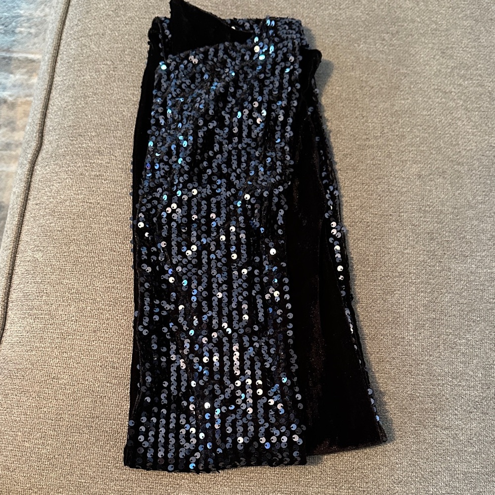 Chico's Sparkling Gunmetal Sequin Velvet Scarf